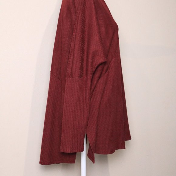 MAURICES Textured Cardigan Sweater Long Sleeve Open Front Plum Waffle Knit Med - Picture 3 of 10
